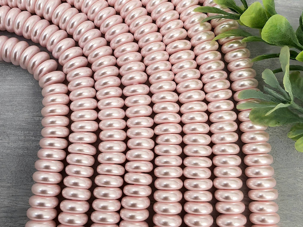 Pink - Glass Pearl Rondelles - 8mm - 7.5" str.