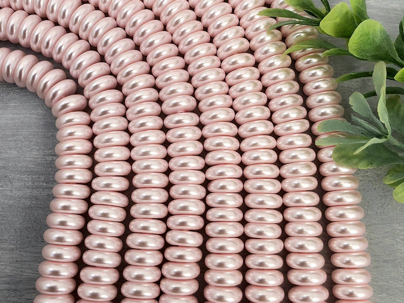 Pink - Glass Pearl Rondelles - 8mm - 7.5" str.