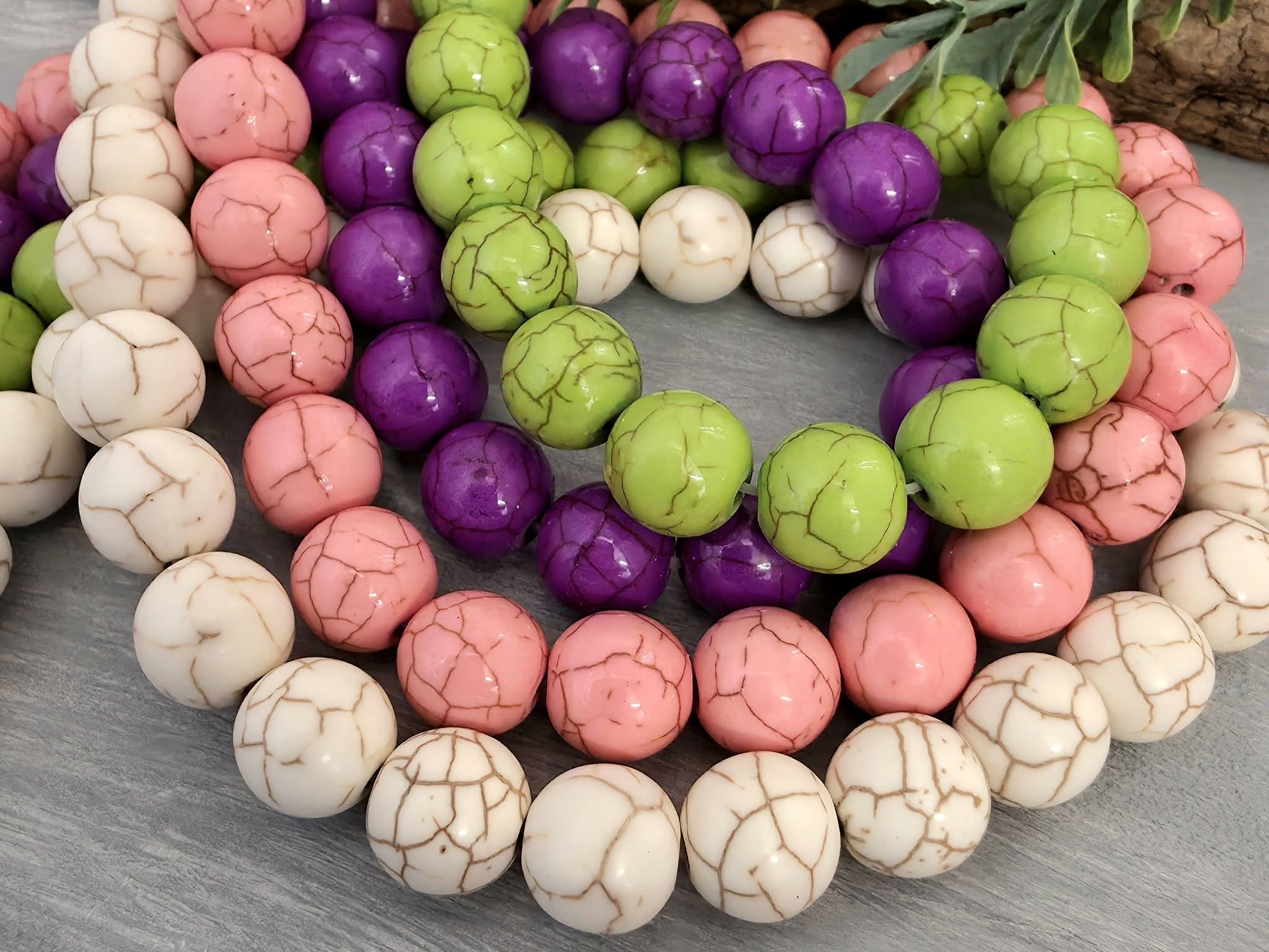 Vibrant Pink - Dyed Howlite Beads - 10mm - 7" Str.