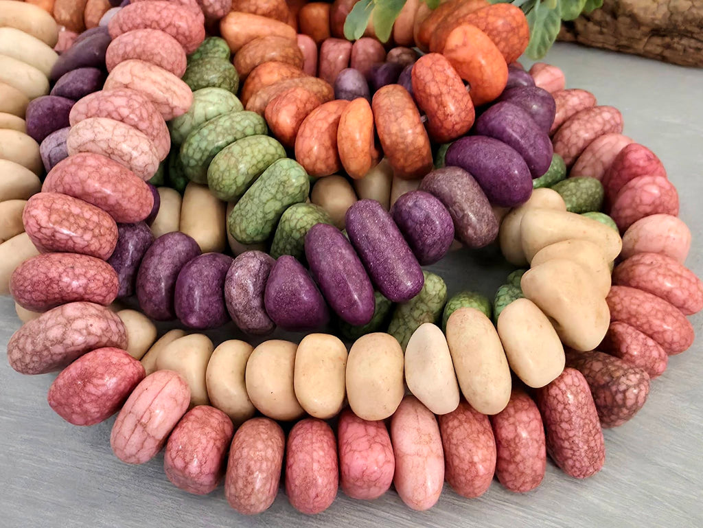Vintage Rosewood - Irregular Dyed Magnesite Pebble Stone - 8" Strand