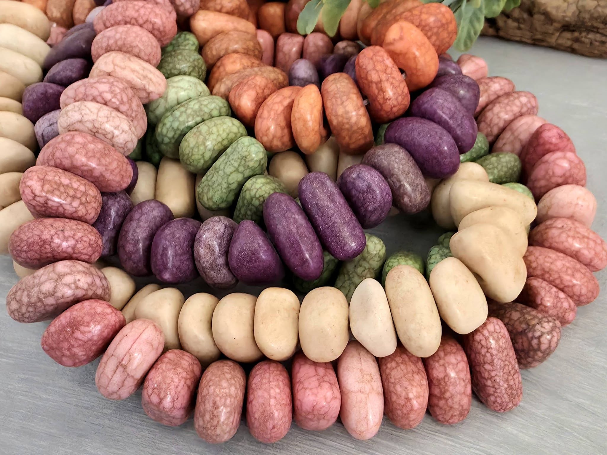 Vintage Rosewood - Irregular Dyed Magnesite Pebble Stone - 8" Strand
