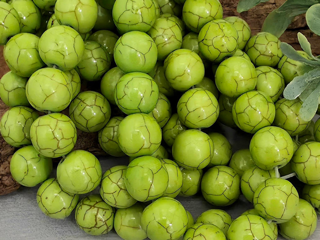 Vibrant Apple Green - Dyed Howlite Beads - 10mm - 7" Str.