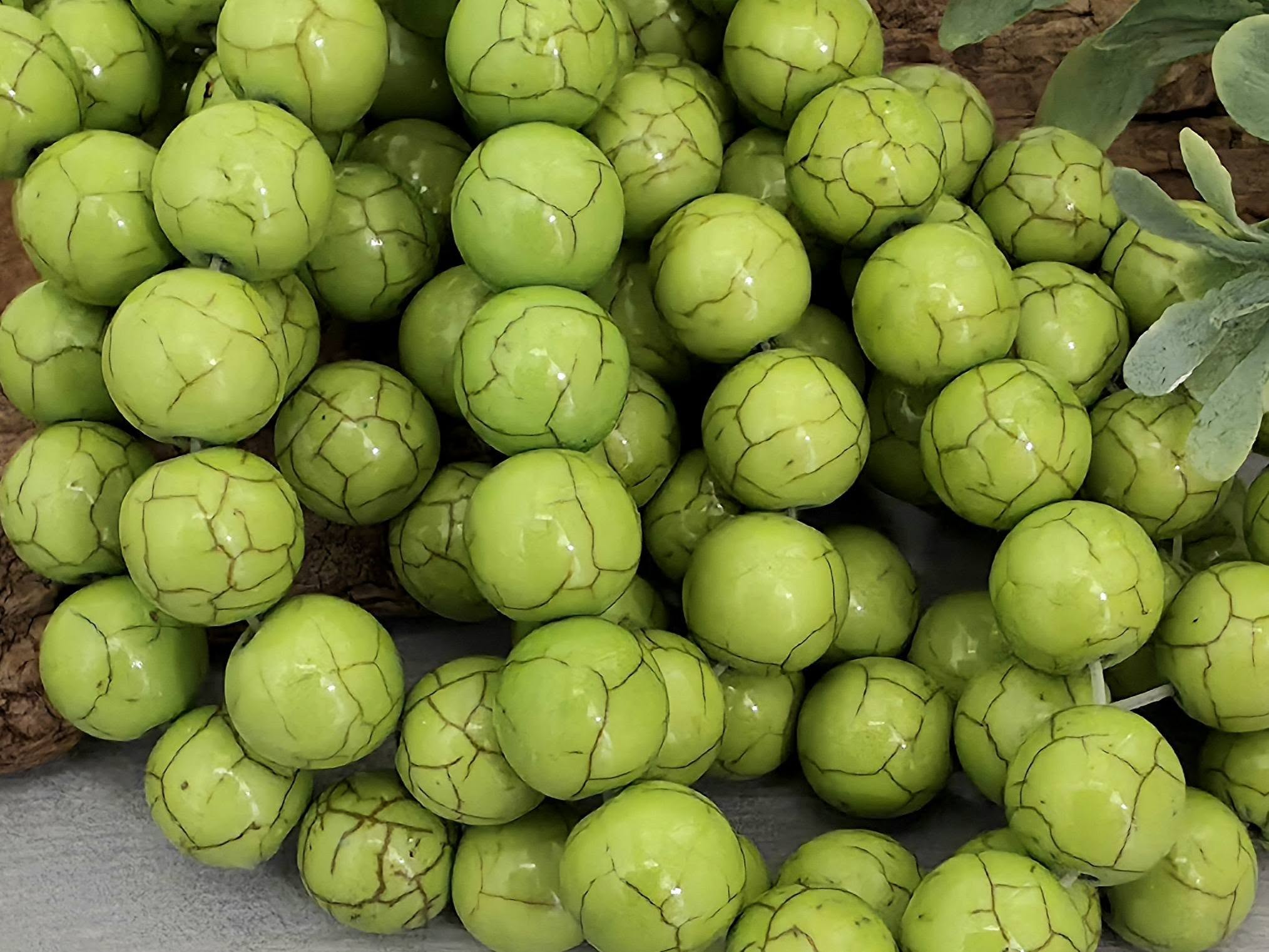 Vibrant Apple Green - Dyed Howlite Beads - 10mm - 7" Str.