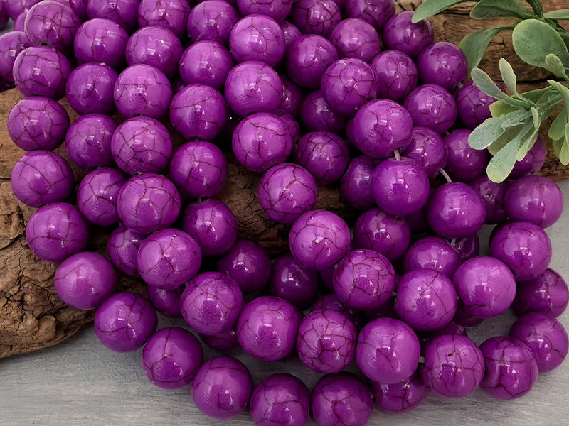 Vibrant Purple - Dyed Howlite Beads - 10mm - 7" Str.