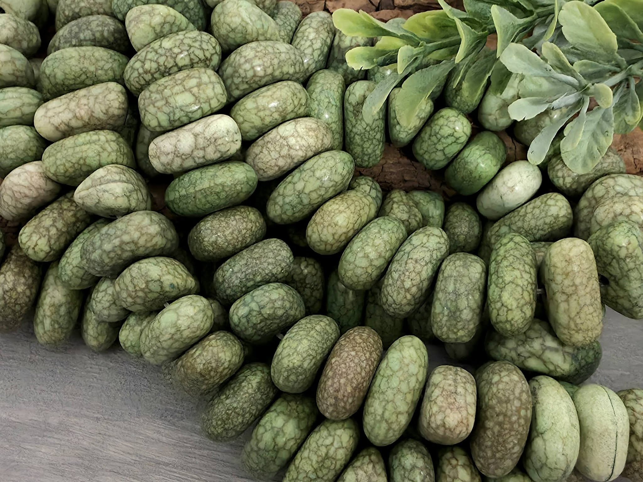 Forest Sage - Irregular Dyed Magnesite Pebble Stone - 8" Strand