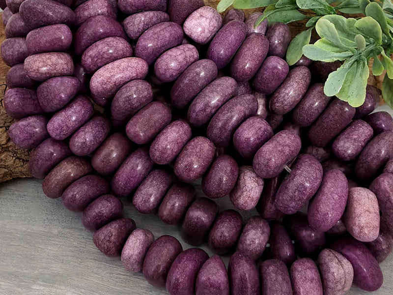 Aubergine - Irregular Dyed Magnesite Pebble Stone - 8" Strand