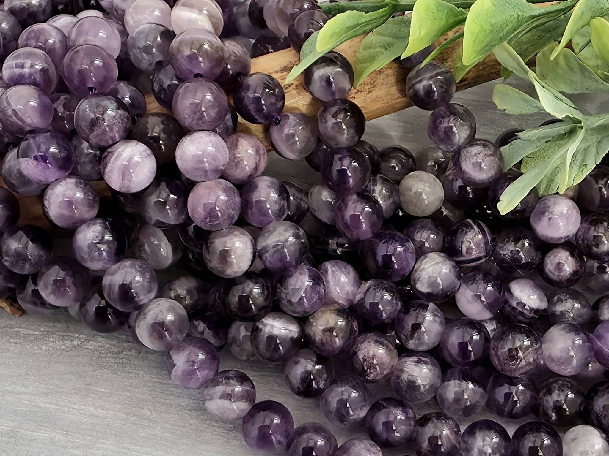 Chevron Amethyst - Natural Smooth Gemstone - 6mm - 7.5" Str. Main image