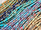 Red Fuchsia & Turquoise - Cylinder Rondelle Mix - 8" Str.