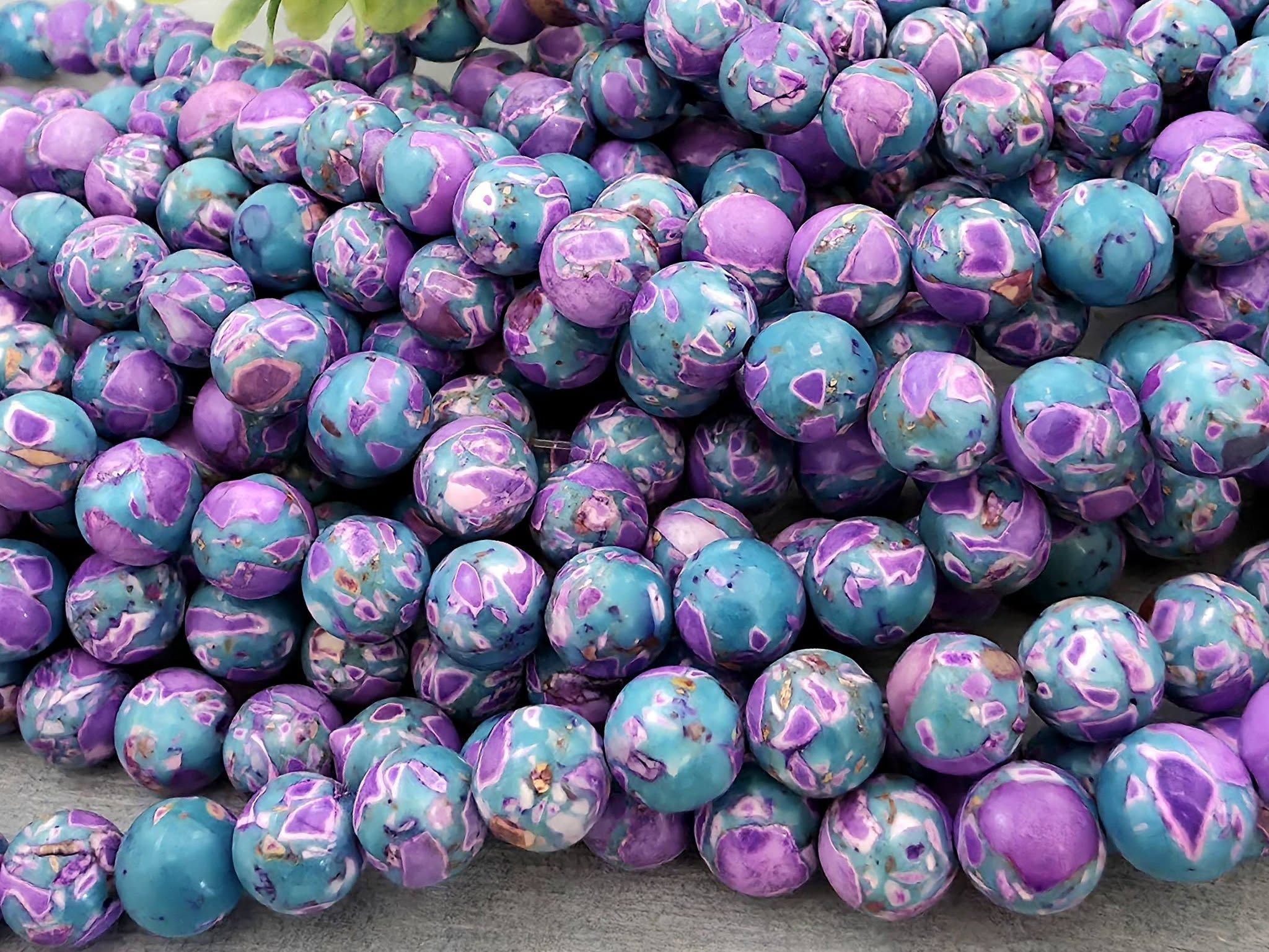 Lavender Mosaic - Turquoise Beads - 8mm - 7.5" Str.