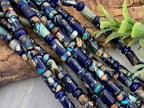 Lapis & Turquoise - Cylinder Rondelle Mix - 8" Str.