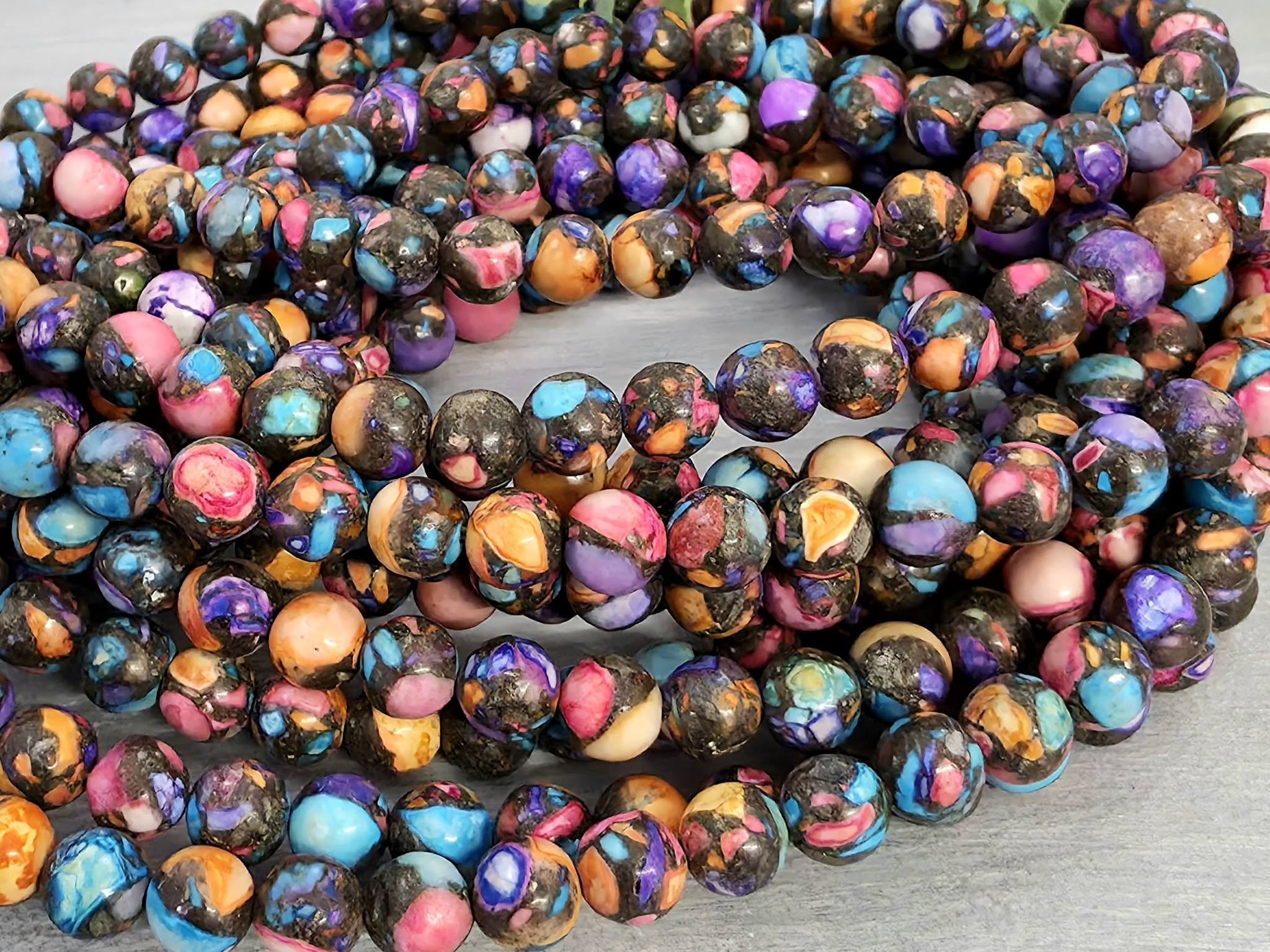 Multicolor Mosaic - Turquoise Beads - 6mm - 15.5" Str.