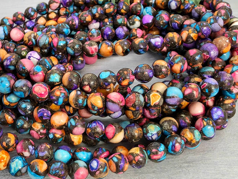 Multicolor Mosaic - Turquoise Beads - 6mm - 15.5" Str.