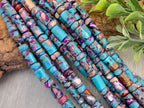 Purple & Turquoise - Cylinder Rondelle Mix - 8" Str.