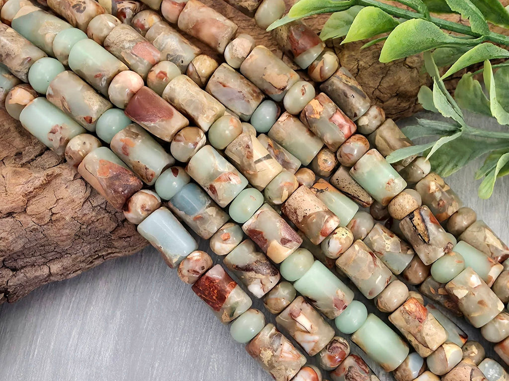 Snake Skin - Cylinder Rondelle Mix - 8" Str.