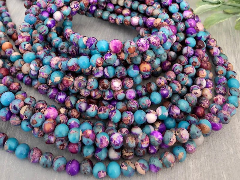 Purple Mix - Sea Sediment Jasper - 4mm - 15" Str.