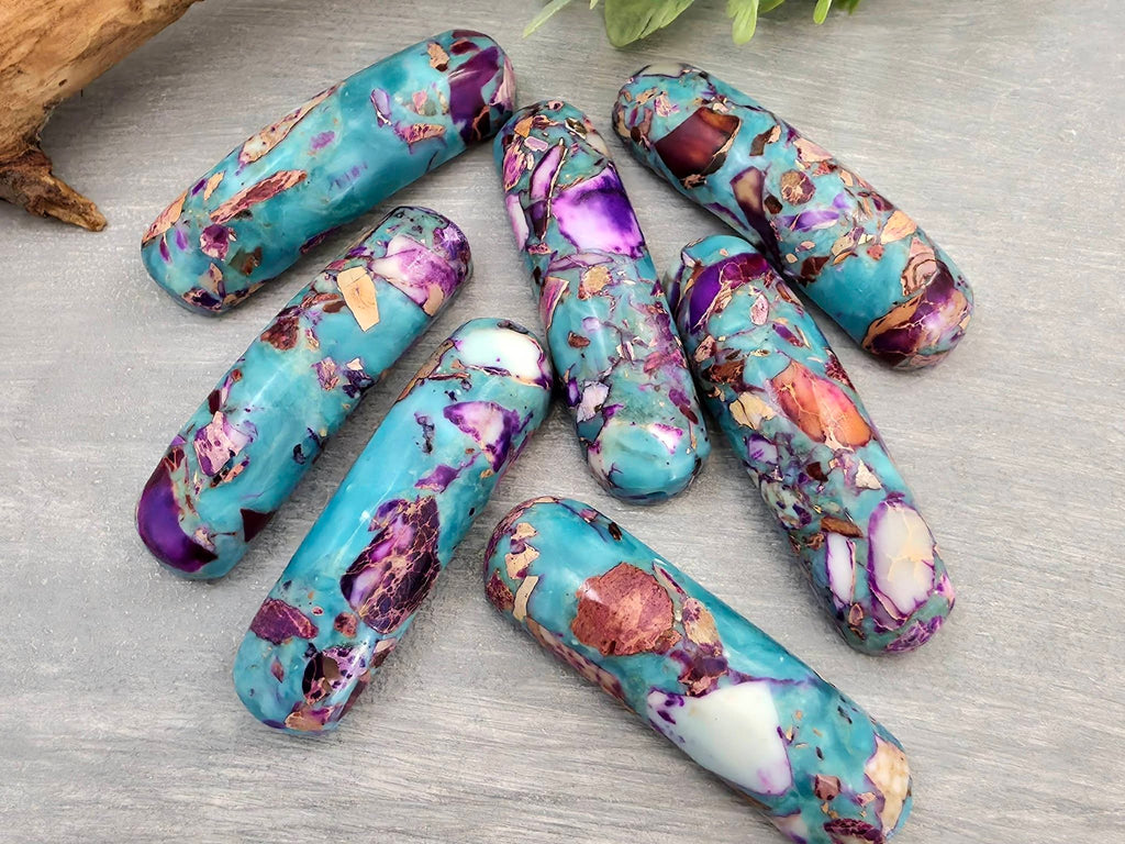 Purple & Turquoise - Curved Bracelet Bar - 35x12mm
