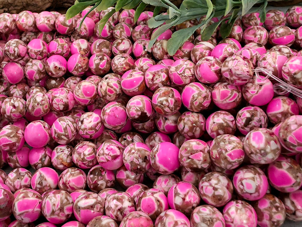 Fuchsia Mosaic - Turquoise Beads - 8mm - 7.5" Str.