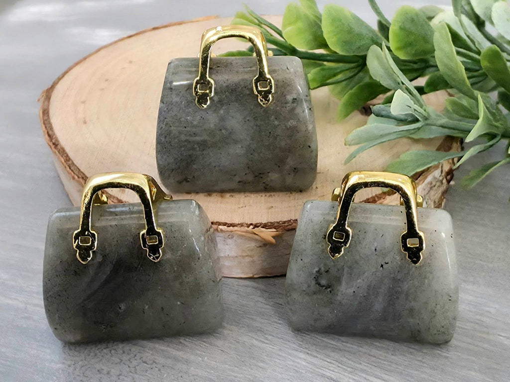 Labradorite - Genuine Gemstone Handbag - 25x27x10mm - 1pc