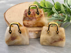 Crazy Lace Agate - Genuine Gemstone Handbag - 25x27x10mm - 1pc