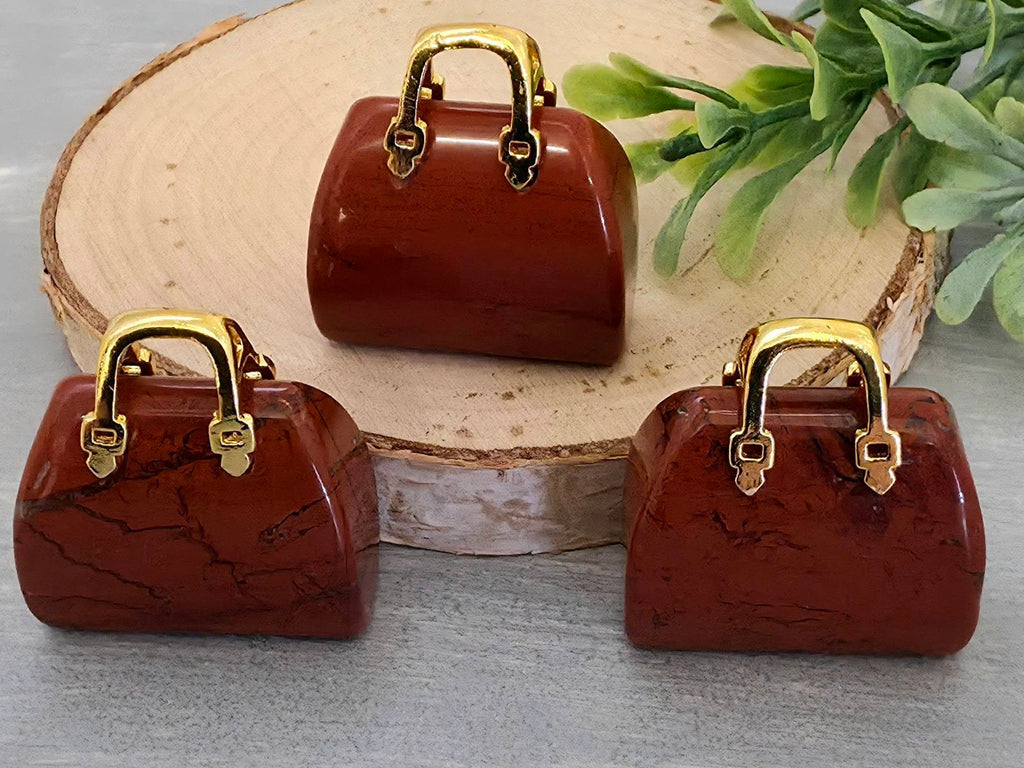 Red Jasper - Genuine Gemstone Handbag - 25x27x10mm - 1pc