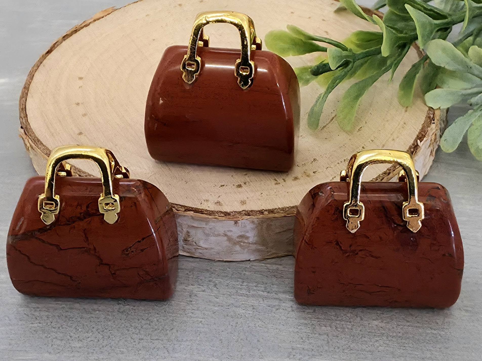 Red Jasper - Genuine Gemstone Handbag - 25x27x10mm - 1pc