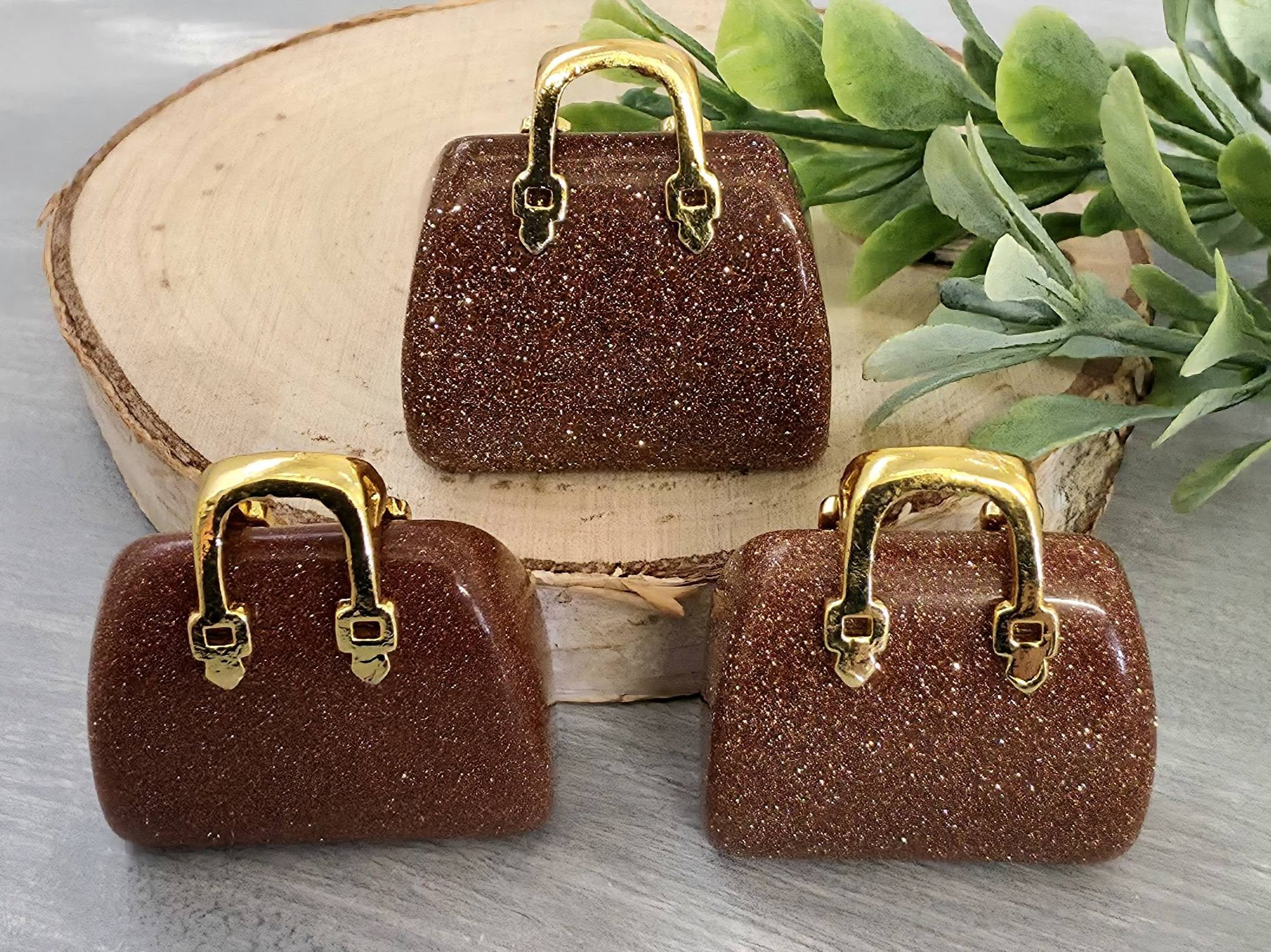 Goldstone - Genuine Gemstone Handbag - 25x27x10mm - 1pc Main image