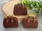 Goldstone - Genuine Gemstone Handbag - 25x27x10mm - 1pc