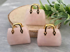 Pink Quartz - Genuine Gemstone Handbag - 25x27x10mm - 1pc