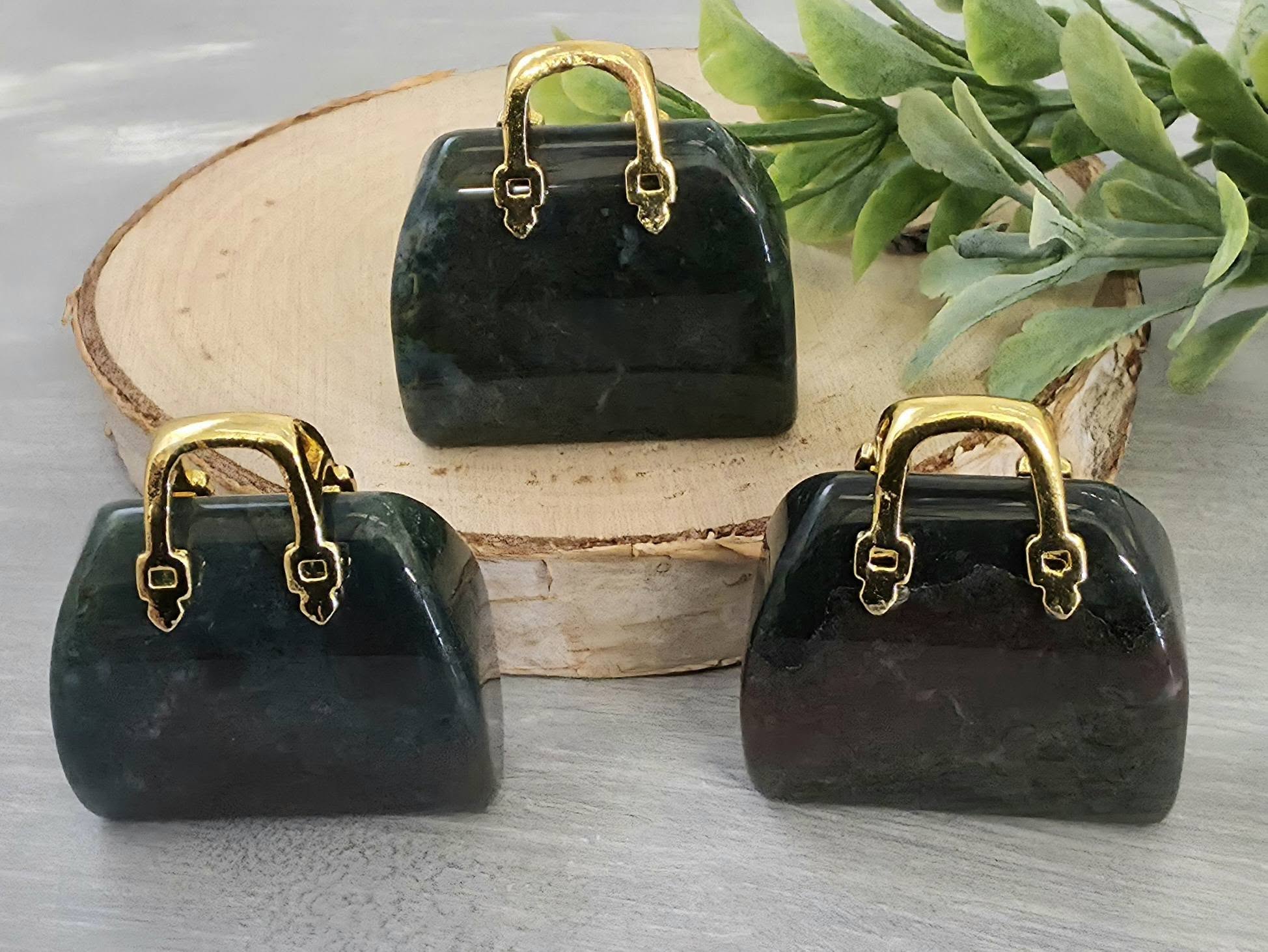 African Bloodstone - Genuine Gemstone Handbag - 25x27x10mm - 1pc Main image