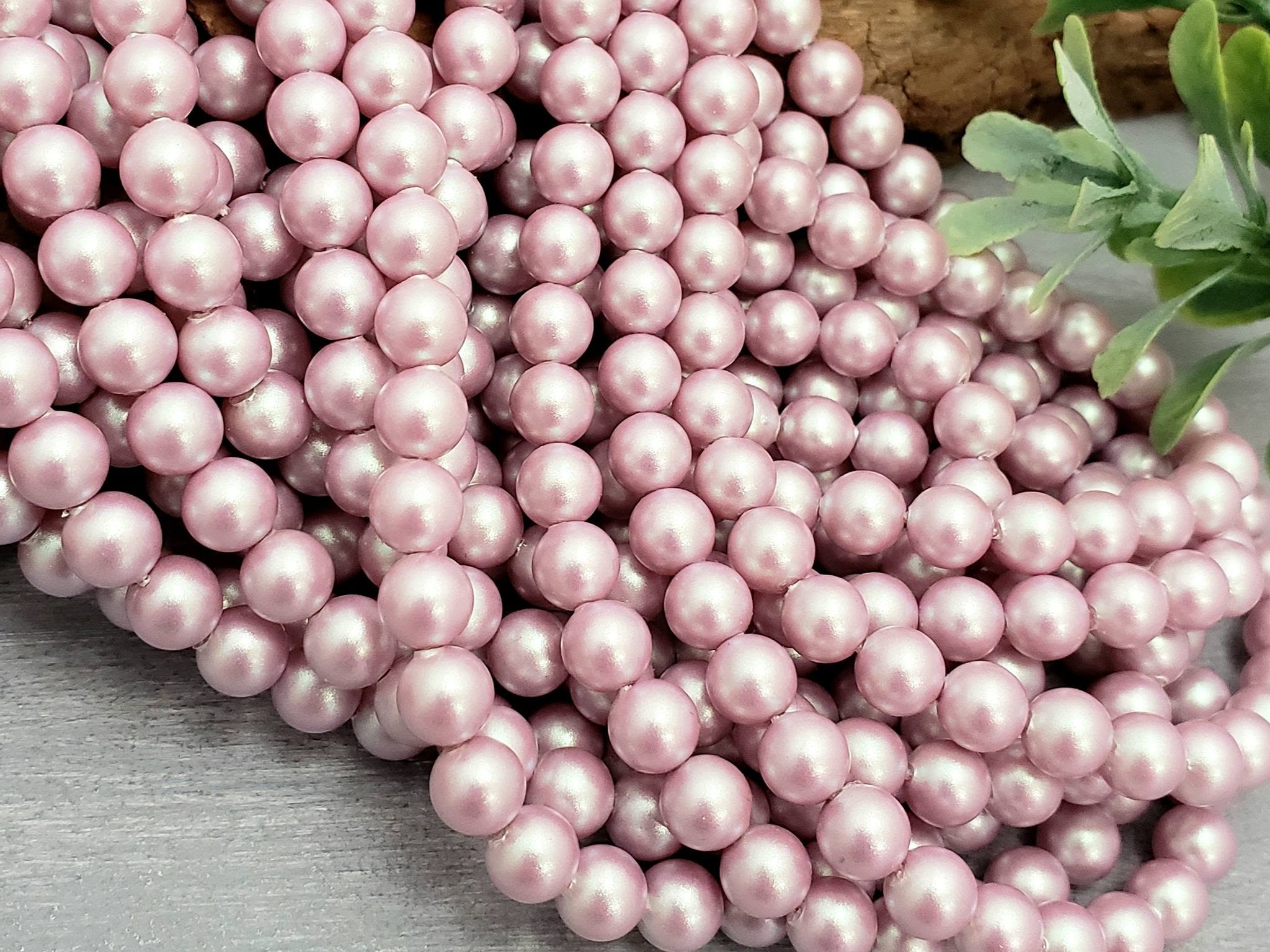 Lilac - Iridescent Czech Glass Pearls - 6mm - 15" Str.