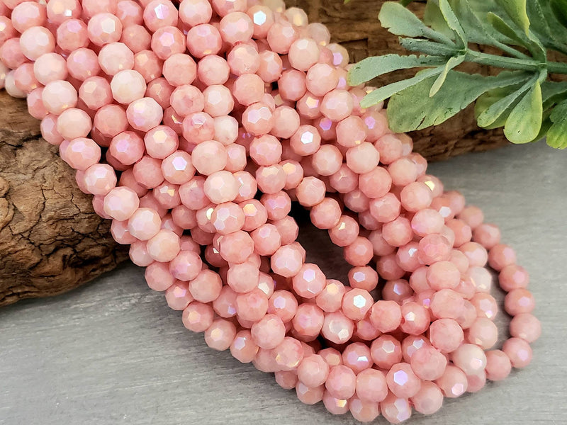 Rose Pink - Faceted Glass Crystals - 4mm - 15" Str.