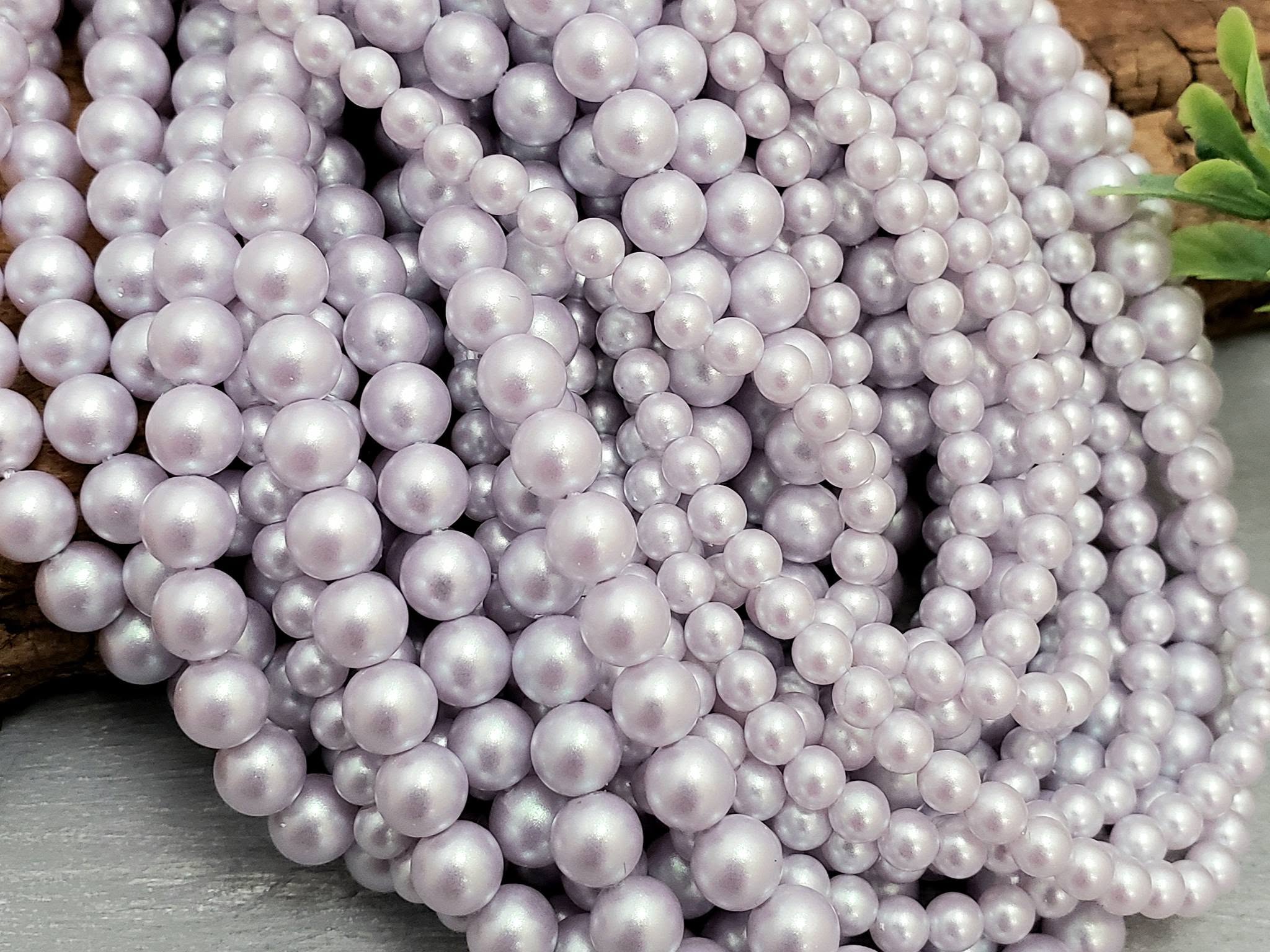 Misty Lavender - Iridescent Czech Glass Pearls - 4mm/6mm - 15" Str. Main image