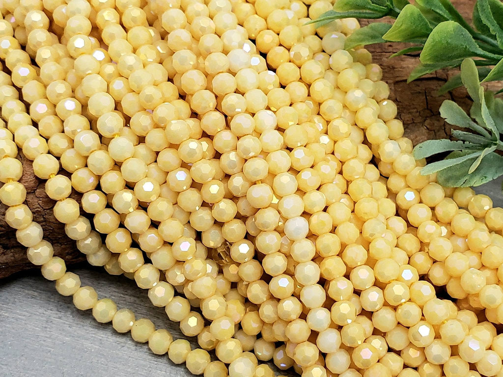 Pineapple Yellow - AB Glass Crystals - 4mm - 15" Str.
