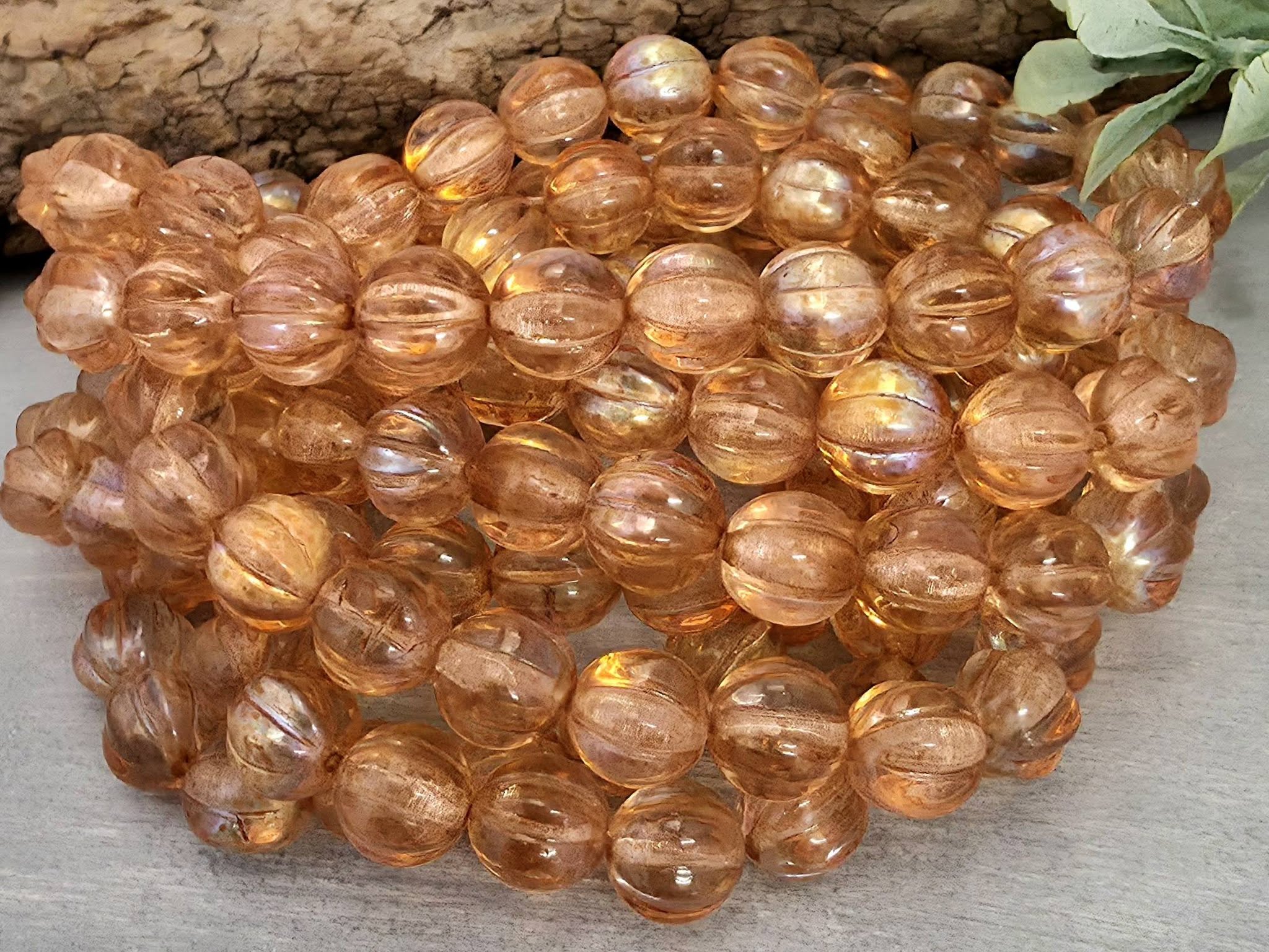 Golden Apricot - Czech Melon Beads - 8mm - 15pcs