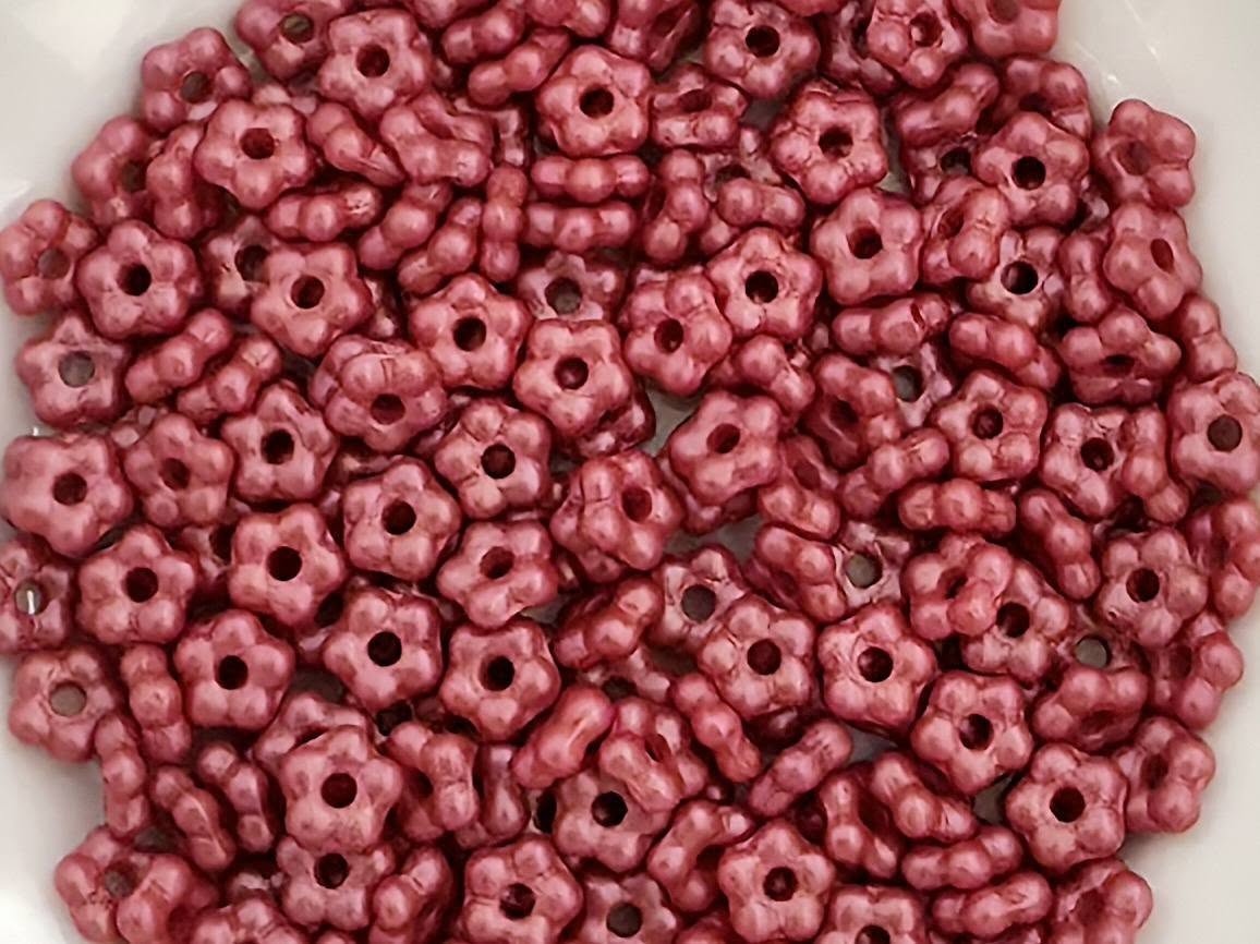 Coral Pink -  Czech Daisy Flower Rondelle Beads - 5x2mm - 50pcs