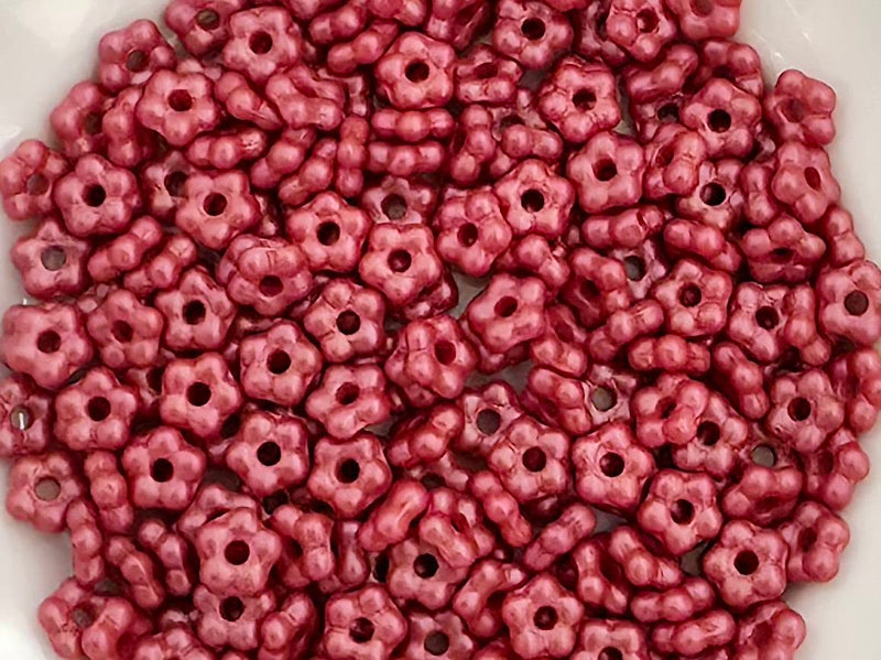 Coral Pink -  Czech Daisy Flower Rondelle Beads - 5x2mm - 50pcs