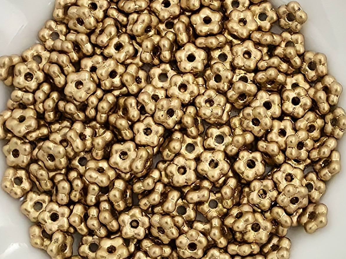 Aztec Gold - Czech Daisy Flower Rondelle Beads - 5x2mm - 50pcs