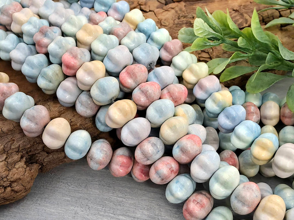 Alashan Rainbow Agate - Pumpkin / Melon Stone (Dyed) - 10mm - 5"Str.