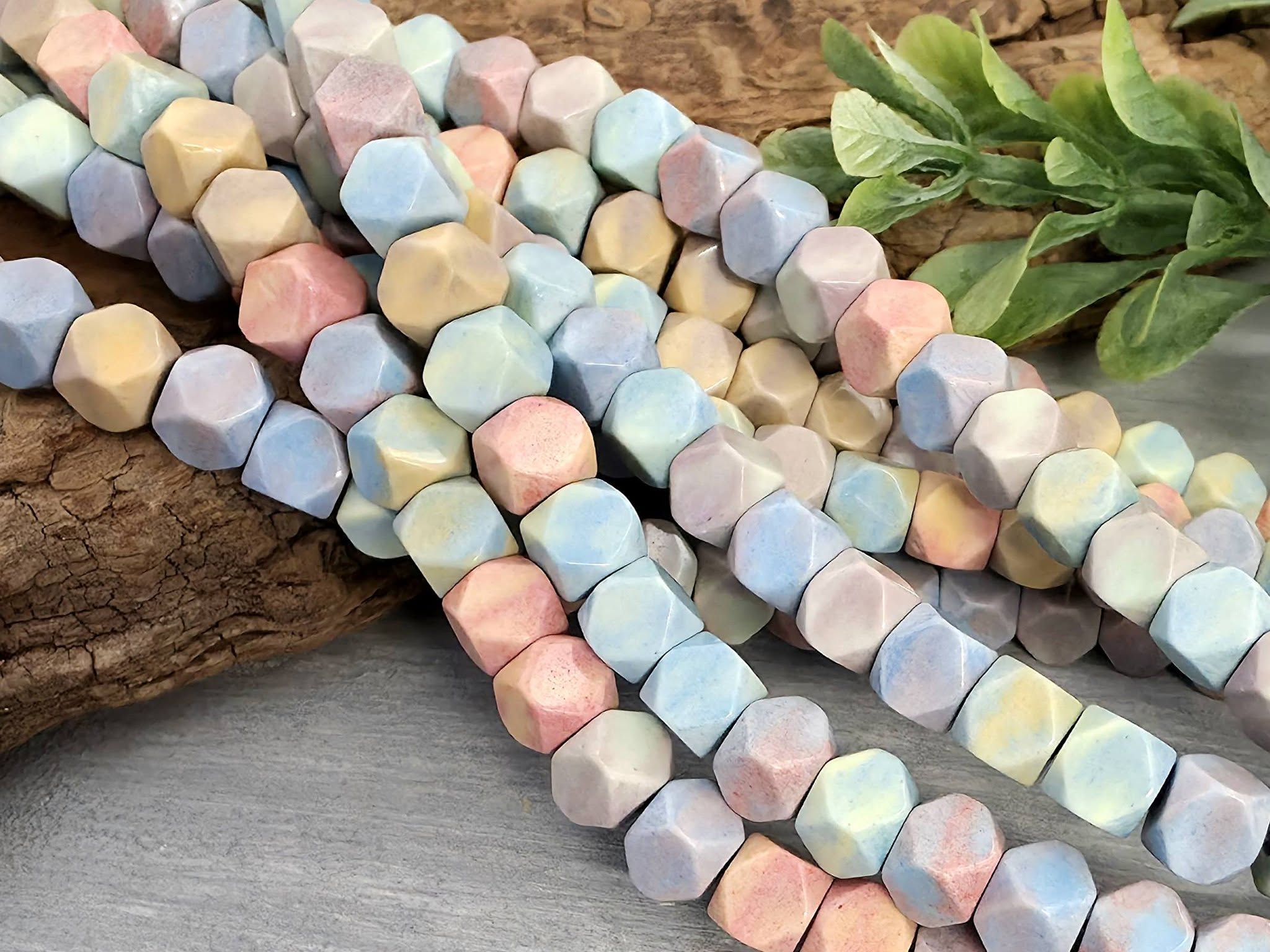 Alashan Rainbow Agate - Faceted Cubes Stone (Dyed) - 6mm - 5"Str.