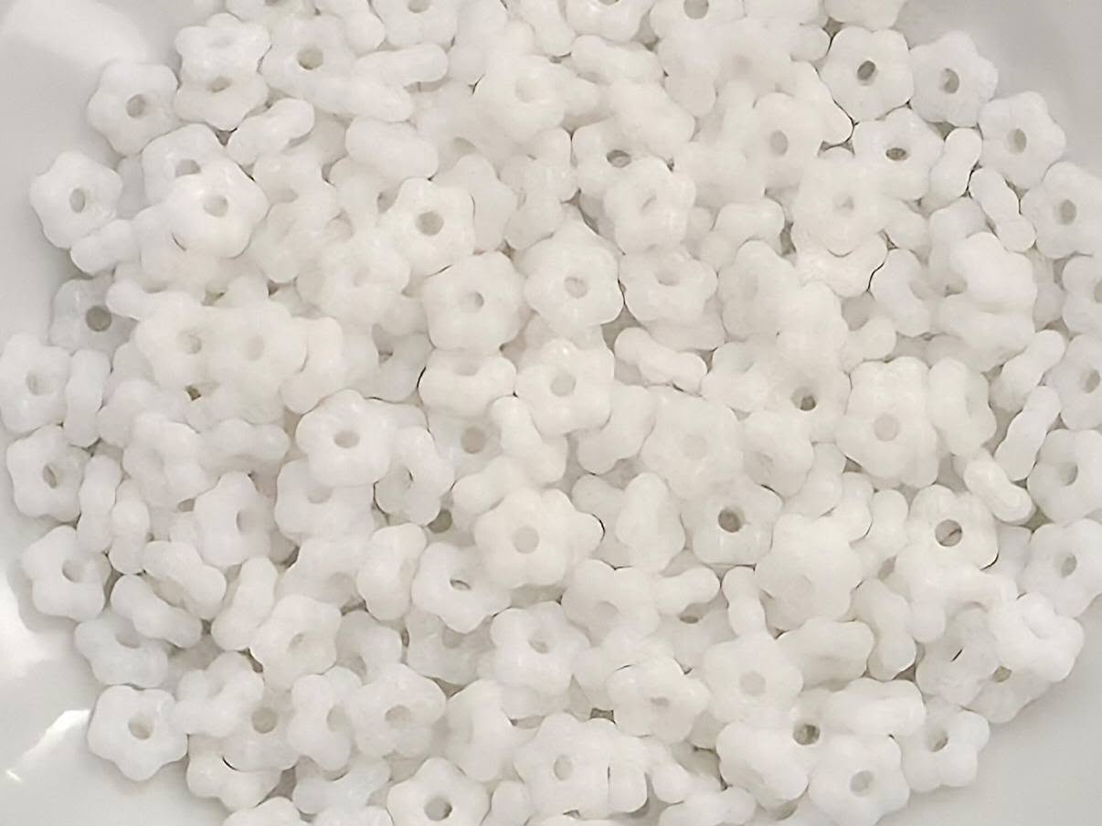 Chalk White - Czech Daisy Flower Rondelle Beads - 5x2mm - 50pcs