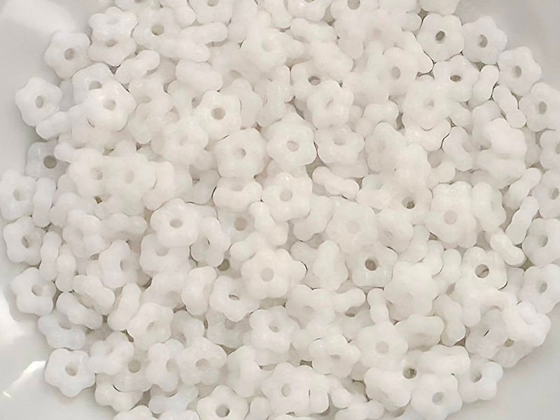 Chalk White - Czech Daisy Flower Rondelle Beads - 5x2mm - 50pcs