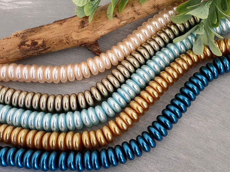 SAVE 20% - Glass Pearl Rondelles Mix - 8mm
