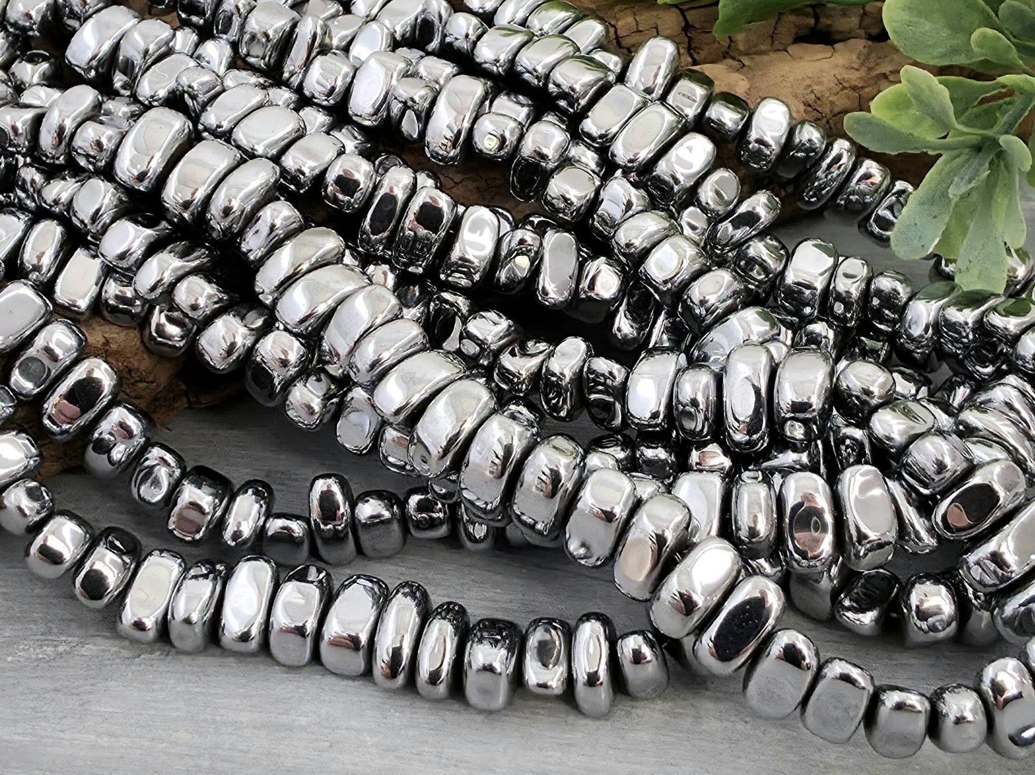 Platinum Silver - Metallic Hematite Nuggets - 16" Full Strand