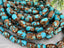 Turquoise & Copper Bronzite - Barrel Composite Gemstone - 10x14mm - 7.5" Str