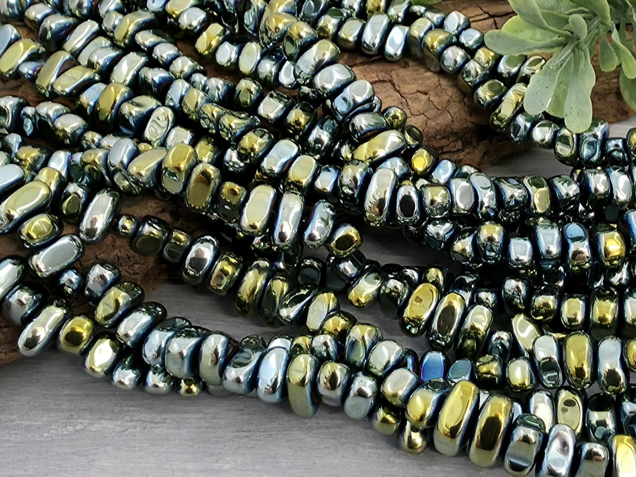 Blue Green Mix - Metallic Hematite Nuggets - 16" Full Strand Main image