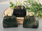 Indian Agate - Genuine Gemstone Handbag - 25x27x10mm - 1pc