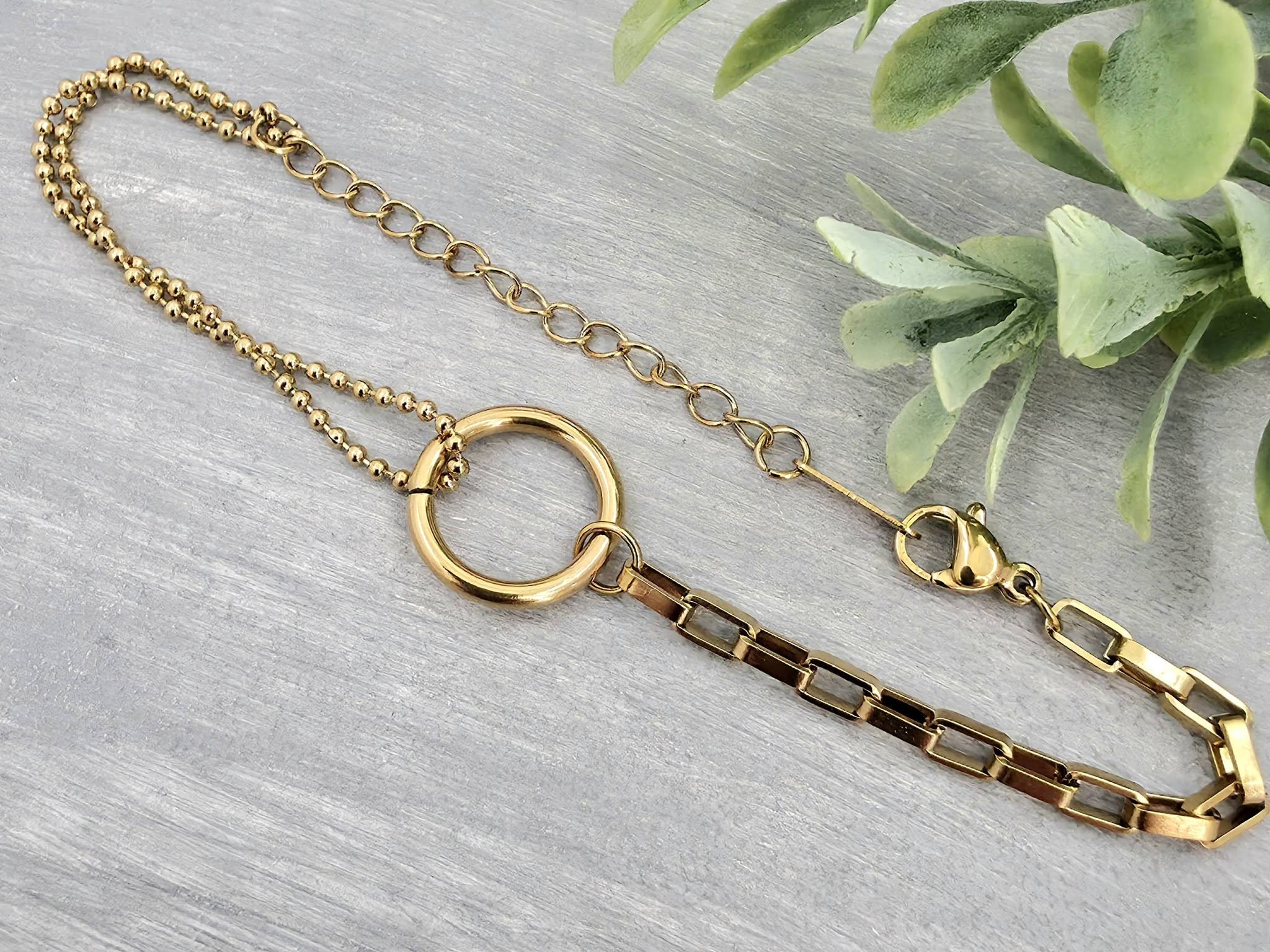 Multiple Chain Bracelet - Gold Stainless Steel Brass - 1pc