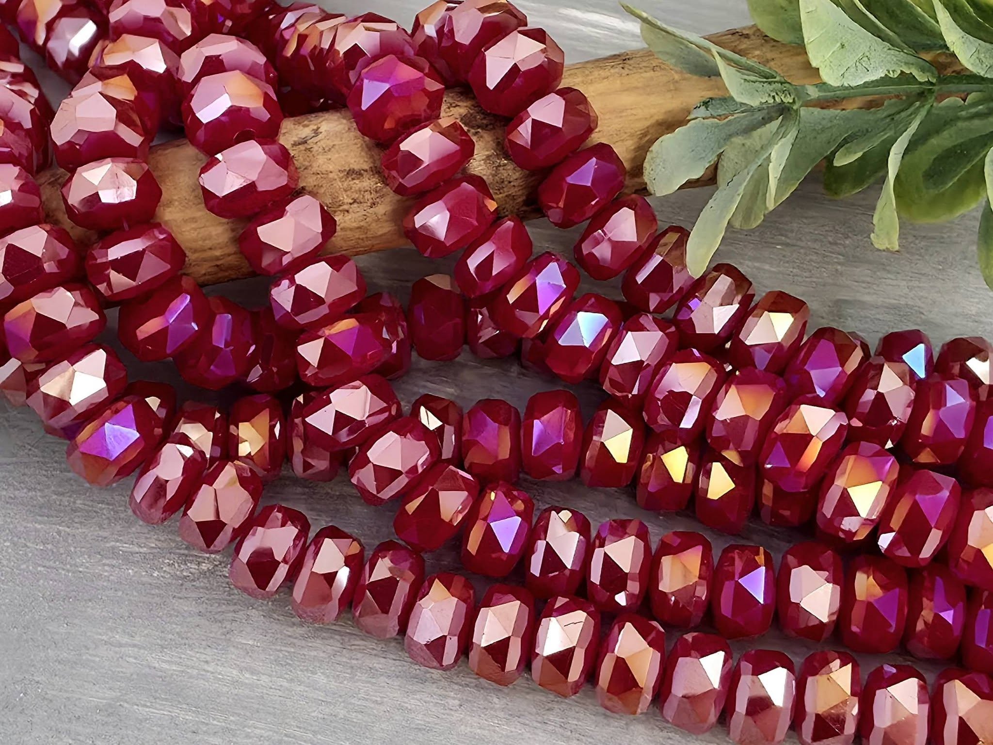 Mystic Raspberry - Crystal Heishi Rondelles - 8x4mm - 8" Strand