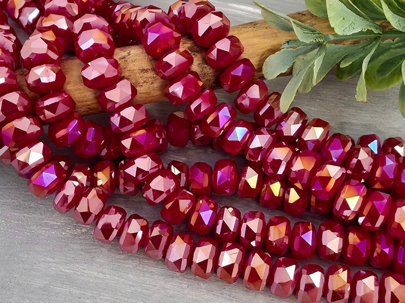 Mystic Raspberry - Crystal Heishi Rondelles - 8x4mm - 8" Strand