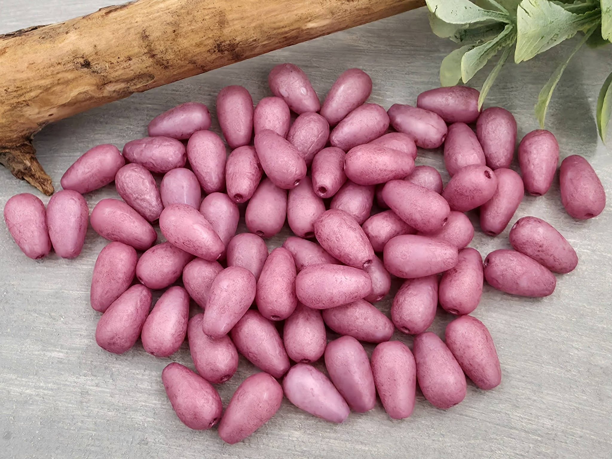 Raspberry Matte - Czech Teardrops - 10mm - 20pcs